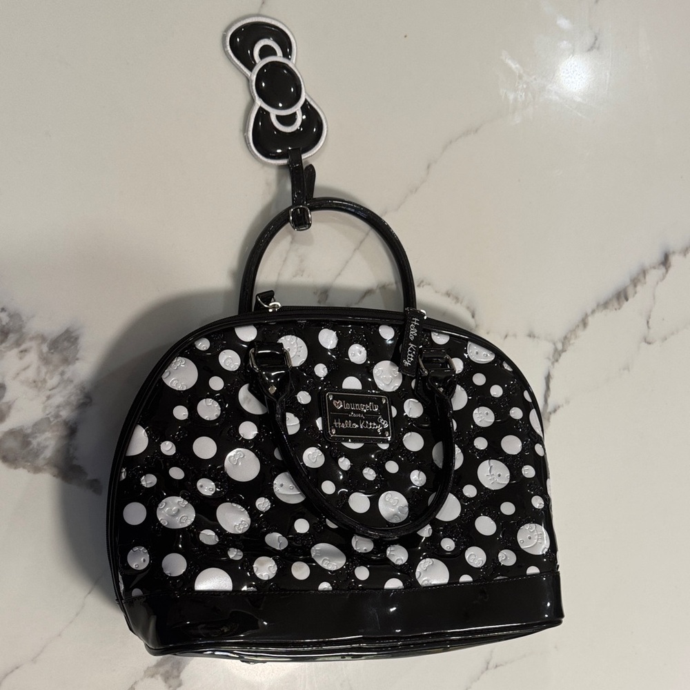 Loungefly Hello Kitty Black and White Polka Dot Satchel
